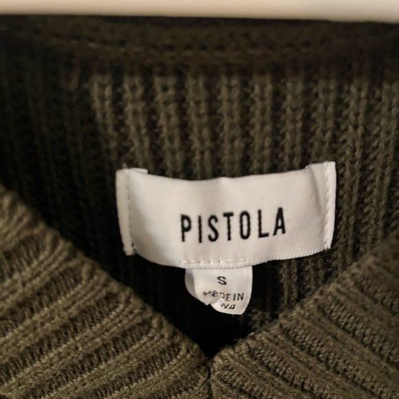 PISTOLA Camille Strong Shoulder Sweater V Neck Olive - Picture 5 of 9